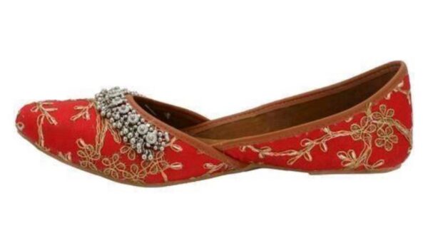 Sonia Collections Jutti Red, embroidered with Ghungroo - Image 3