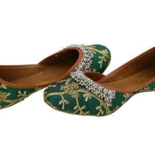 Sonia Collections Jutti Green, embroidered with Ghungroo