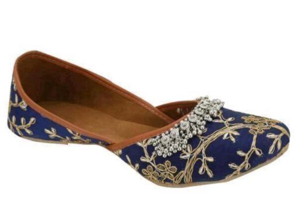 Sonia Collections Jutti Blue, embroidered with Ghungroo - Image 3