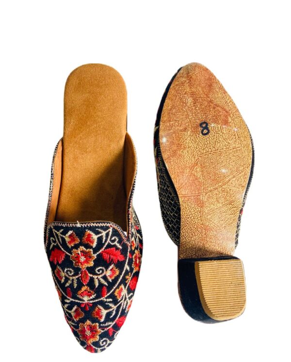 🩰 Sonia Collections™ Black Embroidered Jutti – Handmade Comfort with Floral Detailing” - Image 4
