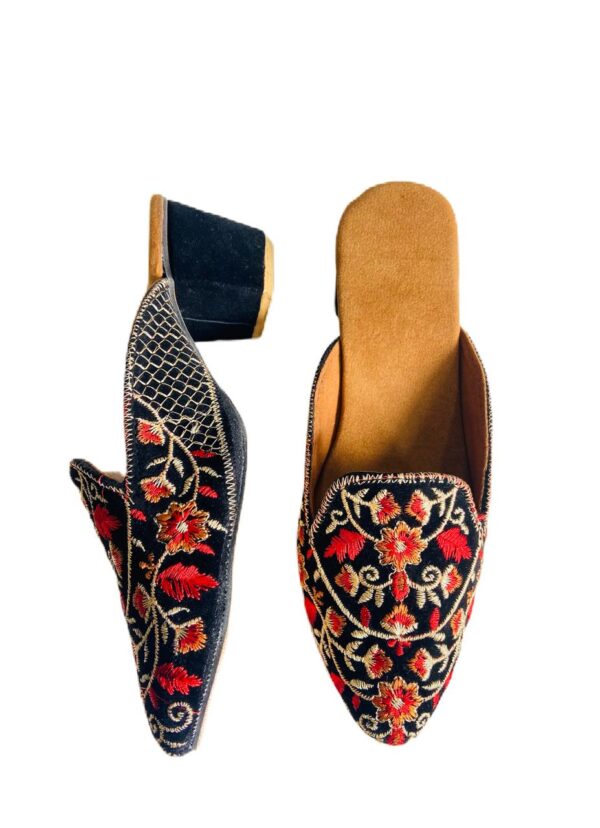 🩰 Sonia Collections™ Black Embroidered Jutti – Handmade Comfort with Floral Detailing” - Image 2