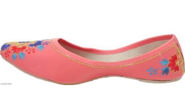 🩰 Artisan Pink Slip-On Jutti – Blue, Red & Yellow Embroidery | Sonia Collections™” - Image 8