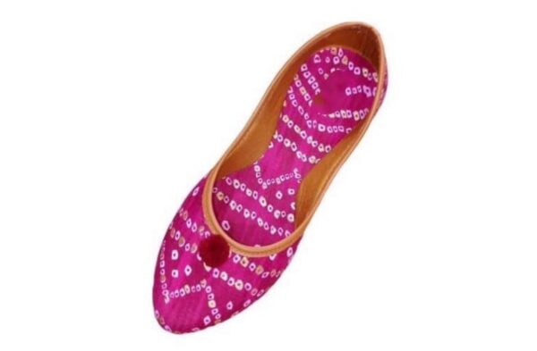🩰 “Pink Handcrafted Jutti with White Ethnic Motifs & Red Pom-Pom – Sonia Collections™ Signature Style” - Image 2