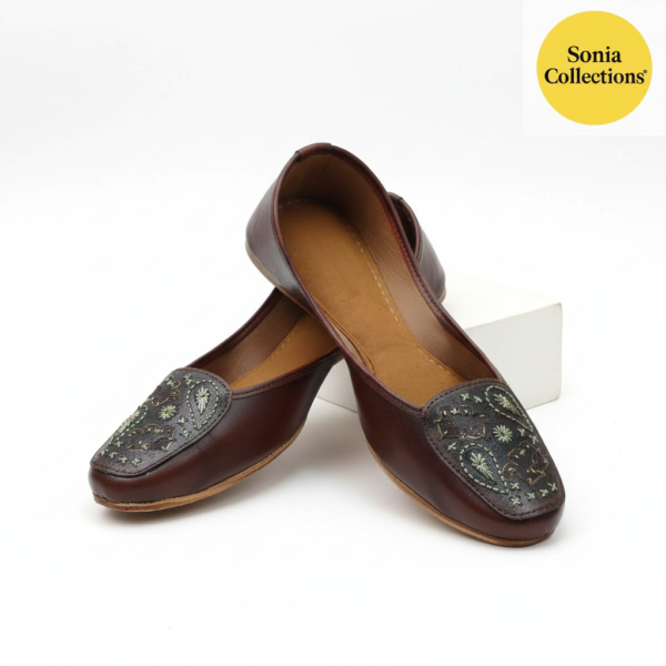 Handmade Brown Ethnic Slides for Women