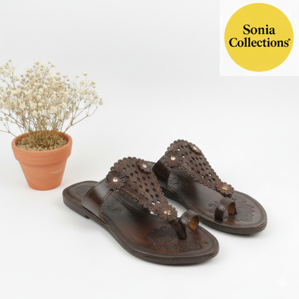 Premium Ethnic Stone-Studded Toe-Ring Chappal for Women