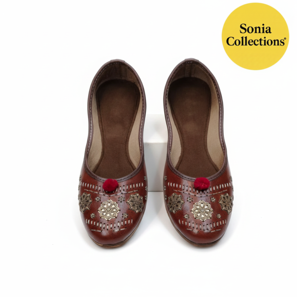 Handcrafted Brown Embroidered Women’s Juttis