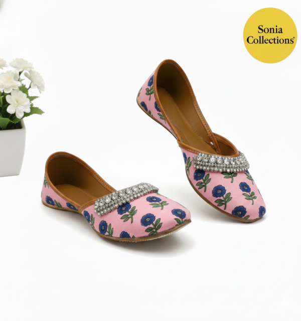 Handmade Pink Blossom Jutti for women's
