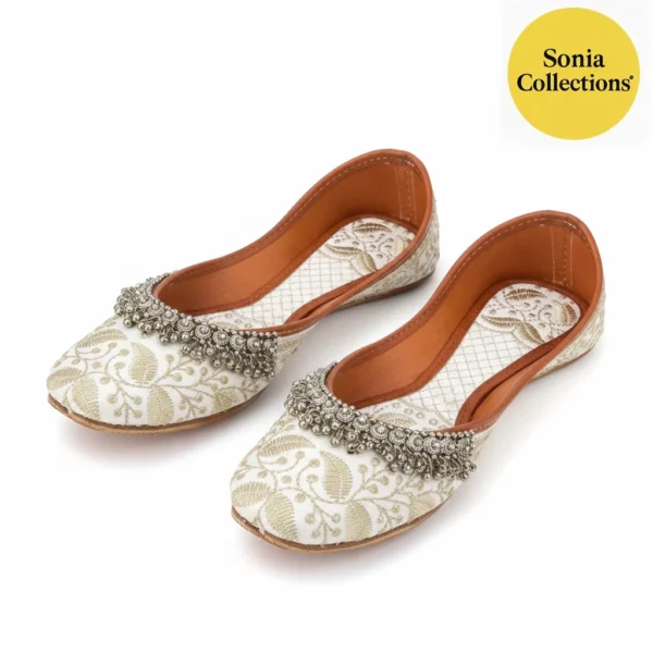 Sonia Collections™ White Gold Juttis
