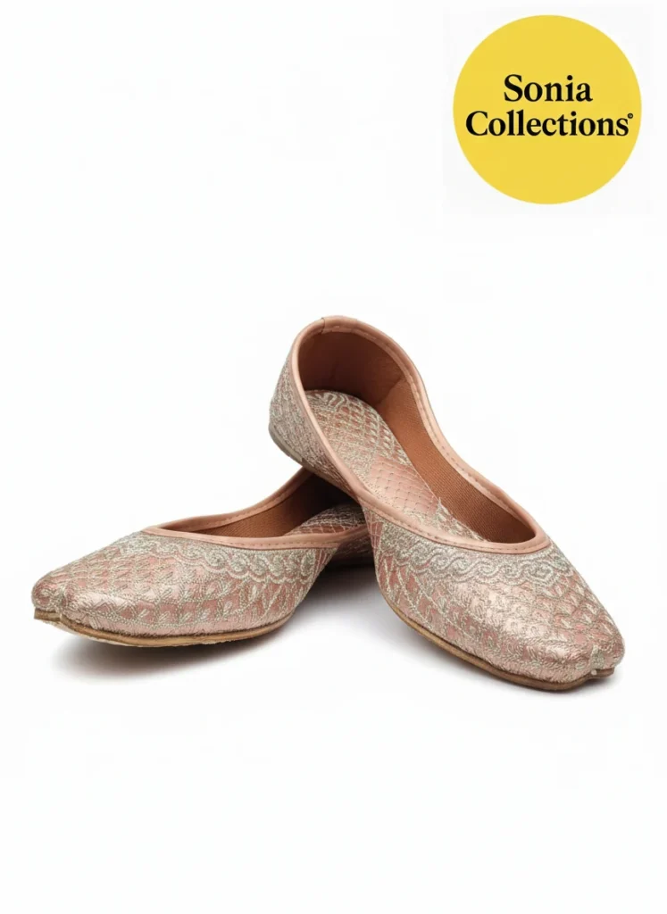 Sonia Collections™ Pink Silver Embroidered Ethnic Jutti