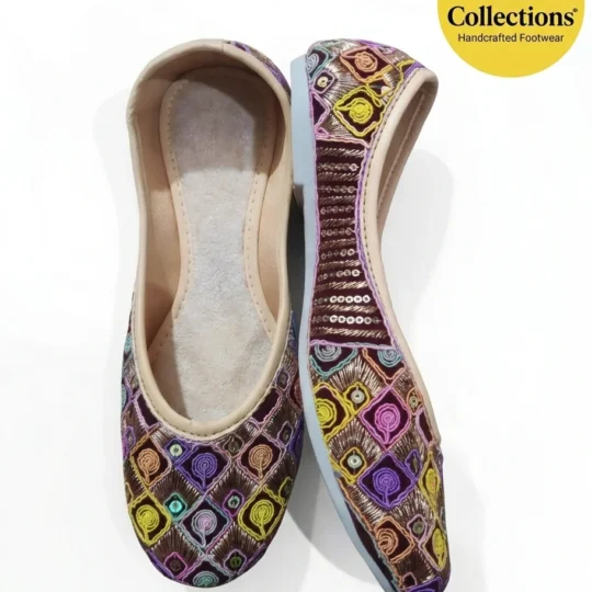 Geometric Embroidered Boho Flats – Ethnic Wedding Shoes | Sonia Collections™
