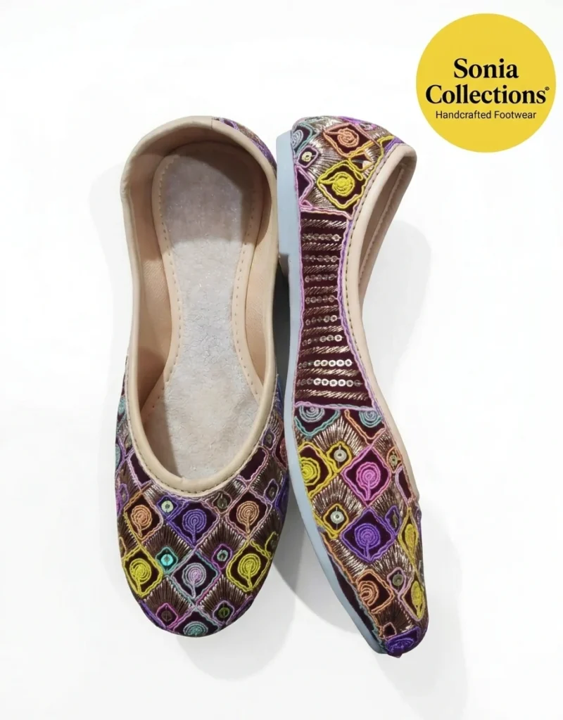 Geometric Embroidered Boho Flats – Ethnic Wedding Shoes | Sonia Collections™