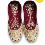 Handcrafted Jutti – Maroon Velvet & Golden Beadwork | Sonia Collections™