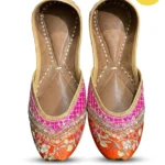 Handcrafted Jutti – Gold & Pink Embroidery Mojari | Sonia Collections™