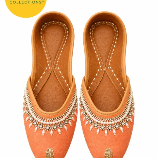 Handmade Orange Indian Jutti for Women | Traditional Wedding & Ethnic Shoes