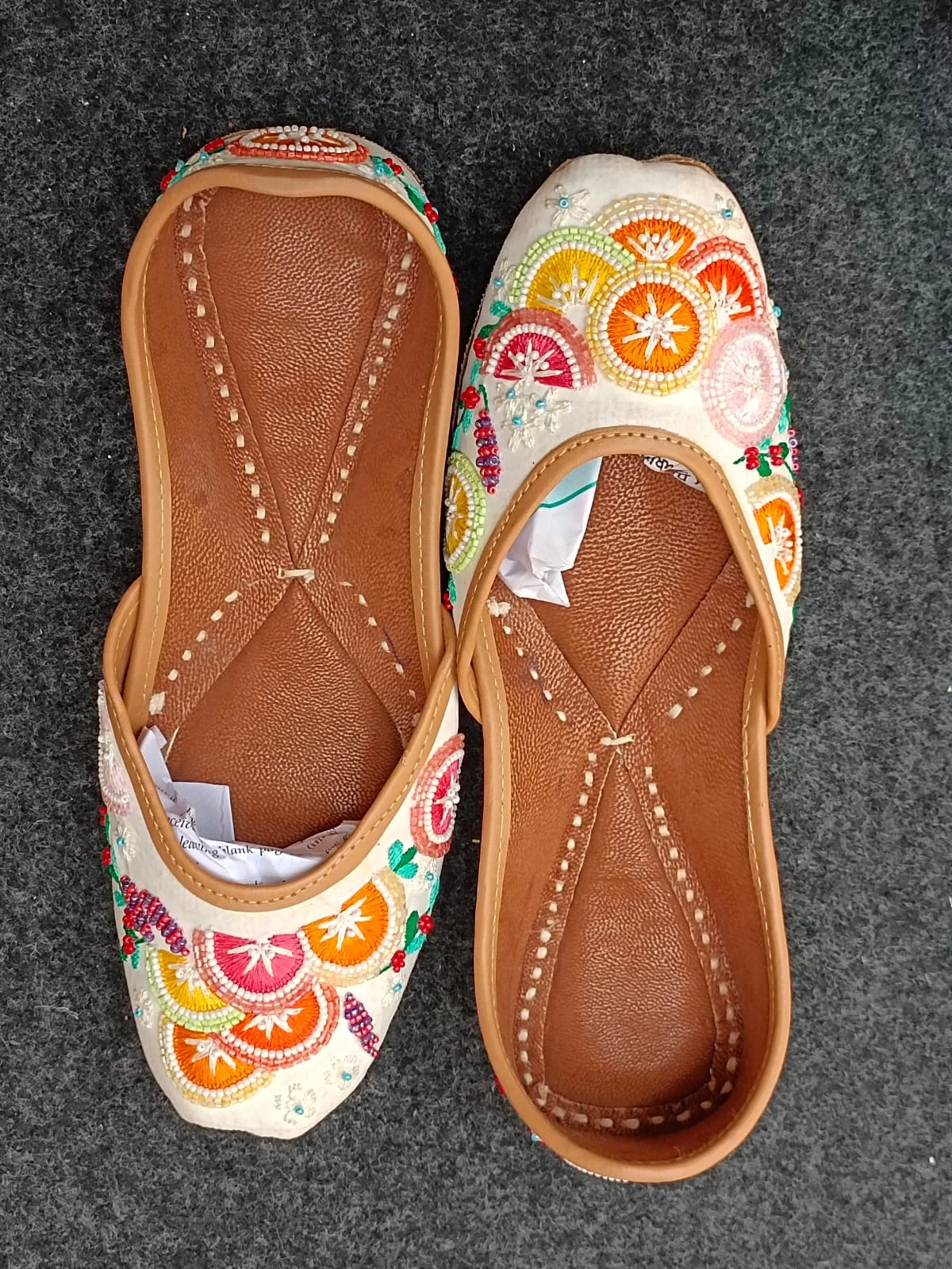 White Handmade Punjabi Jutti for Women | Traditional Indian Wedding & Bridal Flats - Image 6