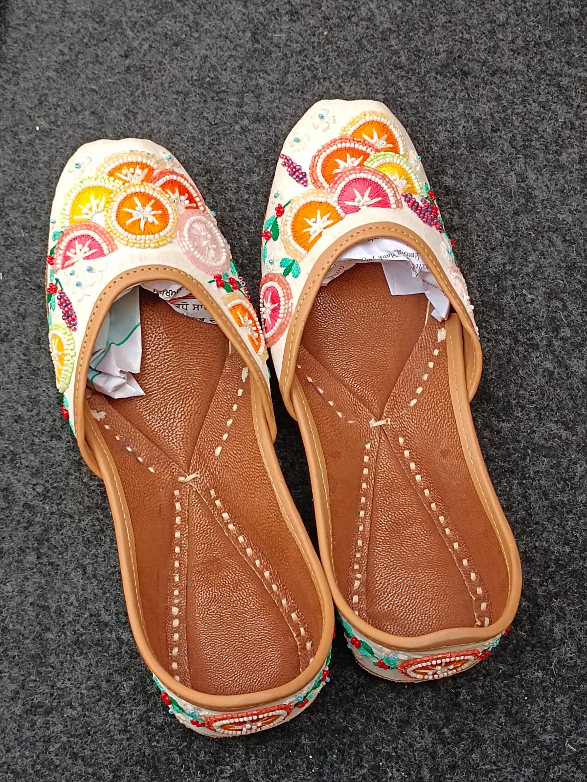 White Handmade Punjabi Jutti for Women | Traditional Indian Wedding & Bridal Flats - Image 7