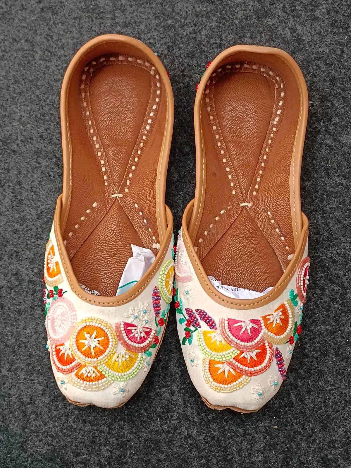 White Handmade Punjabi Jutti for Women | Traditional Indian Wedding & Bridal Flats - Image 5