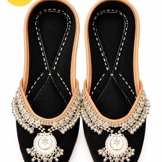 Black Embellished Indian Jutti for Women