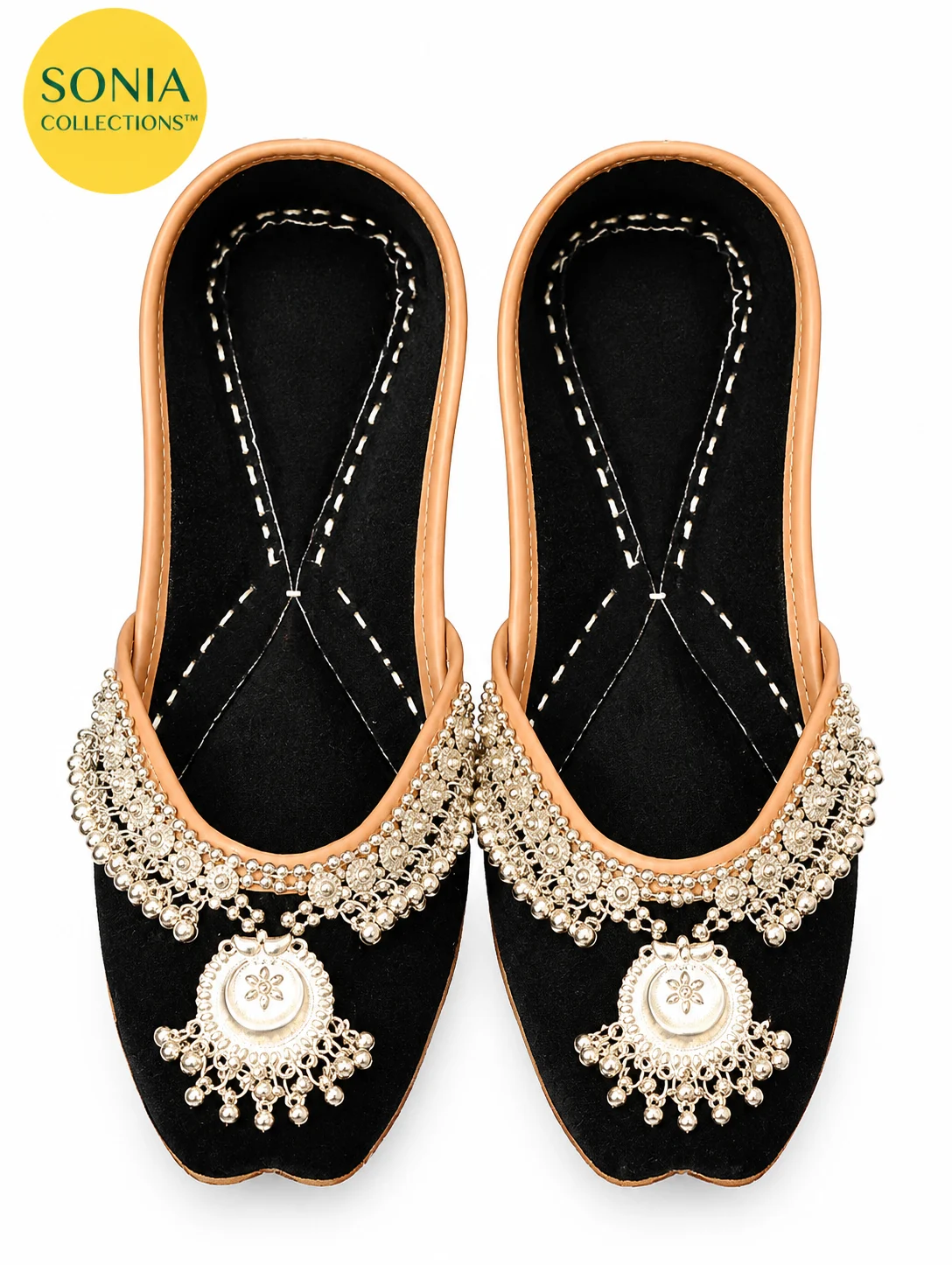 Black Embellished Indian Jutti for Women