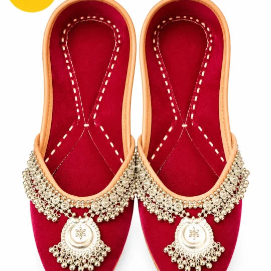 Red Velvet Indian Jutti for Women