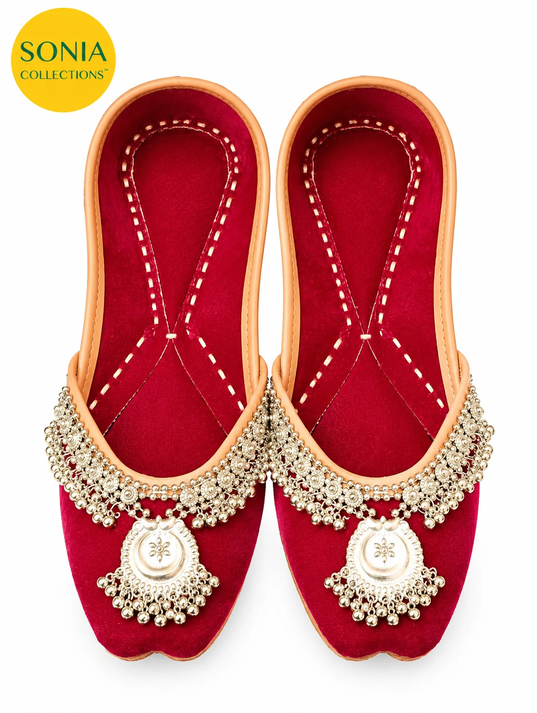 Red Velvet Indian Jutti for Women