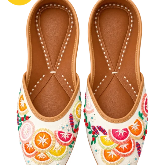 White Handmade Punjabi Jutti for Women | Traditional Indian Wedding & Bridal Flats